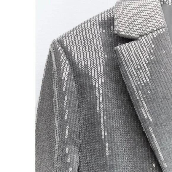 ZARA OVERSIZED SEQUIN BLAZER - Picture 13 of 16